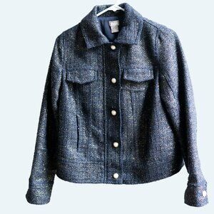 Chico's Navy Tweed Sparkle Blazer
